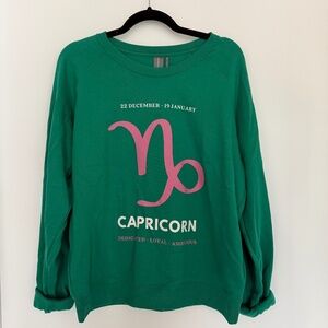 Anthropologie x Catherine O'Sullivan Green Pink Capricorn Sweatshirt Womens
